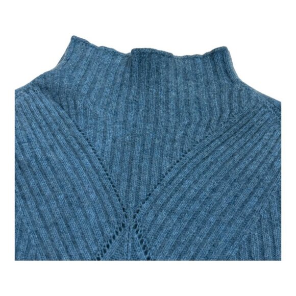 Bartolini Sweater Womens Large Blue Wool Cashmere Blend Mock Neck Italy Pullover - Picture 6 of 8